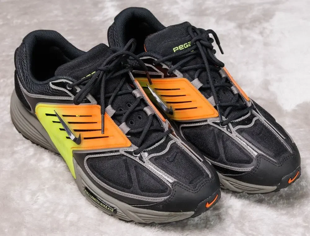 Nike Air Pegasus Wave Gradient Wave Black Safety Orange Sneakers Mens Size 11